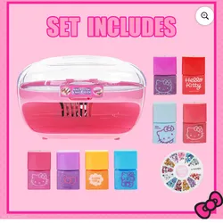 hello kitty set de Esmalte de Uñas y Accesorios con Secador de Uñas, Niños, Niñas de 3 Años en Adelante