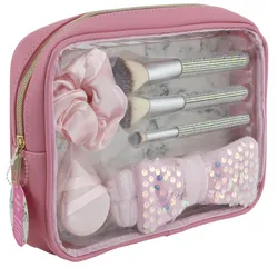 Set de Regalo de Brochas Cosméticas con Bolsa de Cosméticos, 3 Brochas de Maquillaje, 2 Snacks de Maquillaje, 2 Coleteros y una Diadema