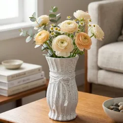 Florero de cerámica blanca