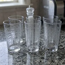 Set de 6 vasos de cristal labrados