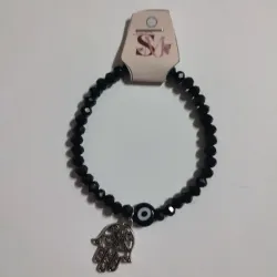 Pulcera de shawrosky con ojo turco de cristal y mano de Fátima 4mm