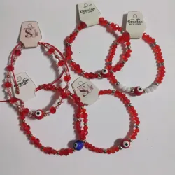 Pulceras de ojo turco y shawrosky rojo