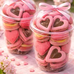 Galletas con formas rellenas en vasos domo