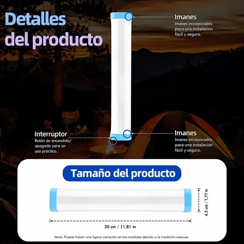 2 Lámpara LED Portátil Recargable USB – Foco de Trabajo de Alta Potencia con Batería Integrada de 4000mAh