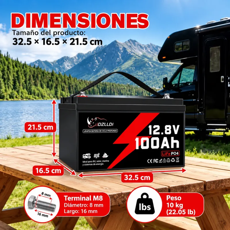 Batería de litio LiFePO4 de 12.8V 100Ah
