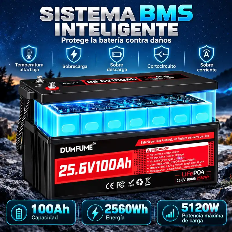 Batería de litio LiFePO4 25.6v 100 Ah