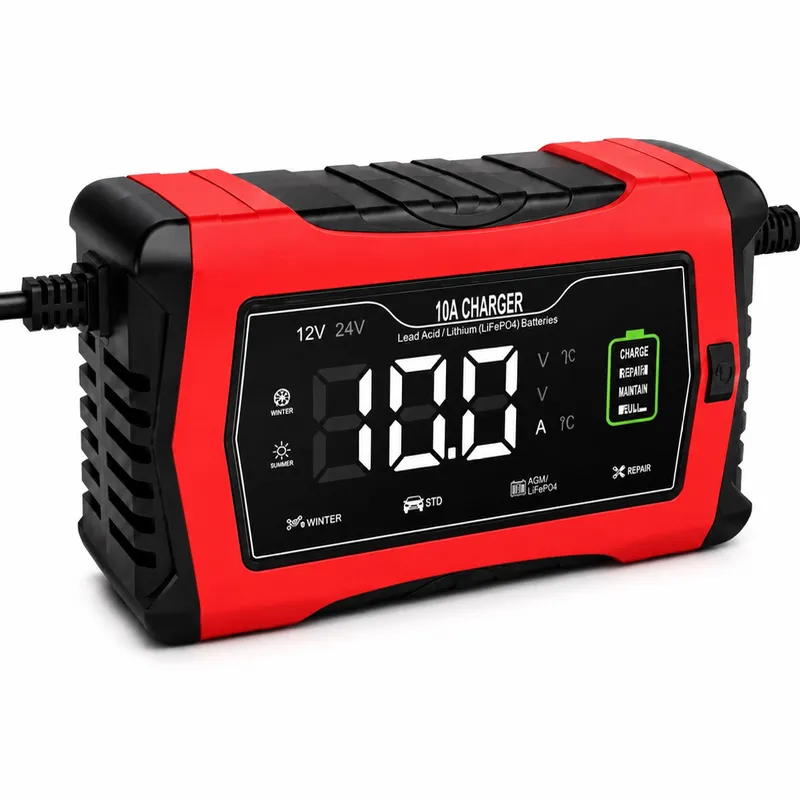 Cargador Inteligente de Baterías 10A – 12V/24V | Compatible con LiFePO₄, AGM y GEL
