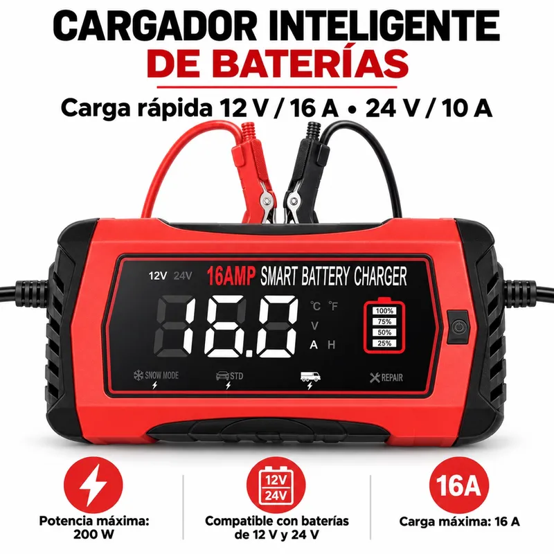 Cargador Inteligente de Baterías 12V/24V – 16