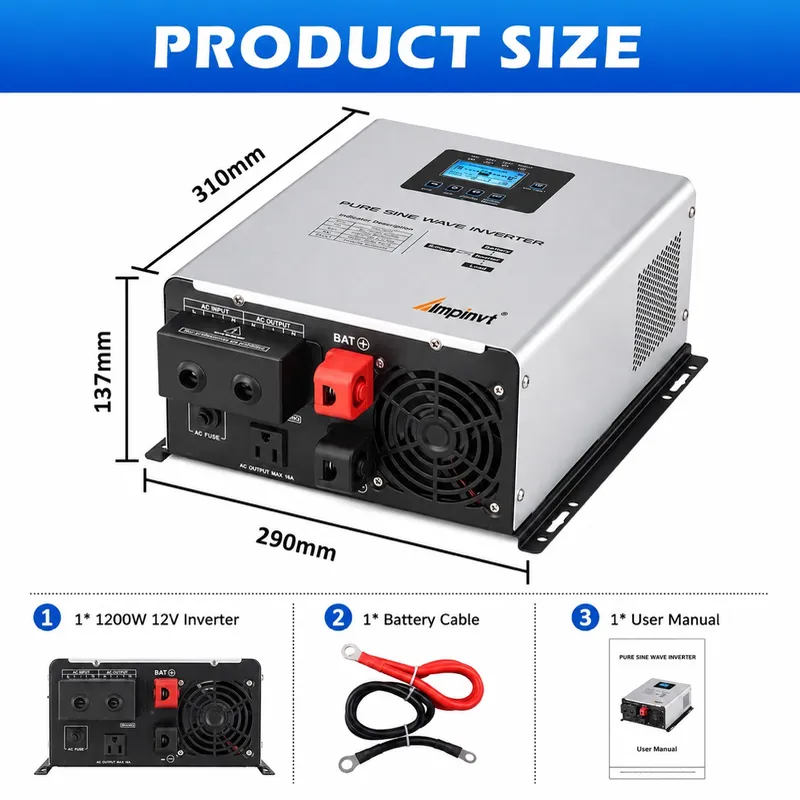 Inversor de onda sinusoidal pura de 1200 W