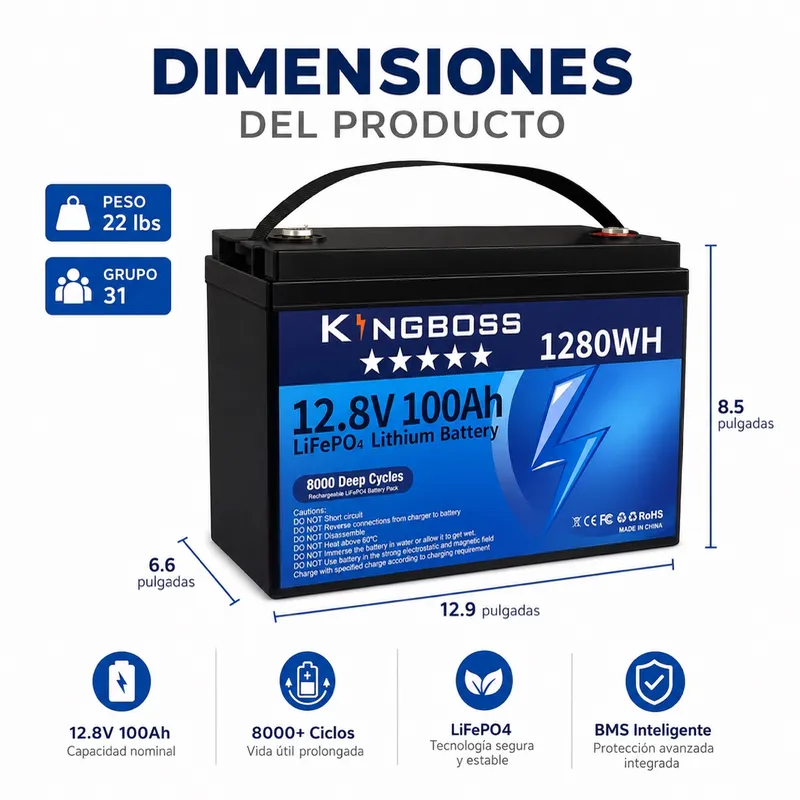 Kingboss LiFePO4 de 12 V 100 Ah