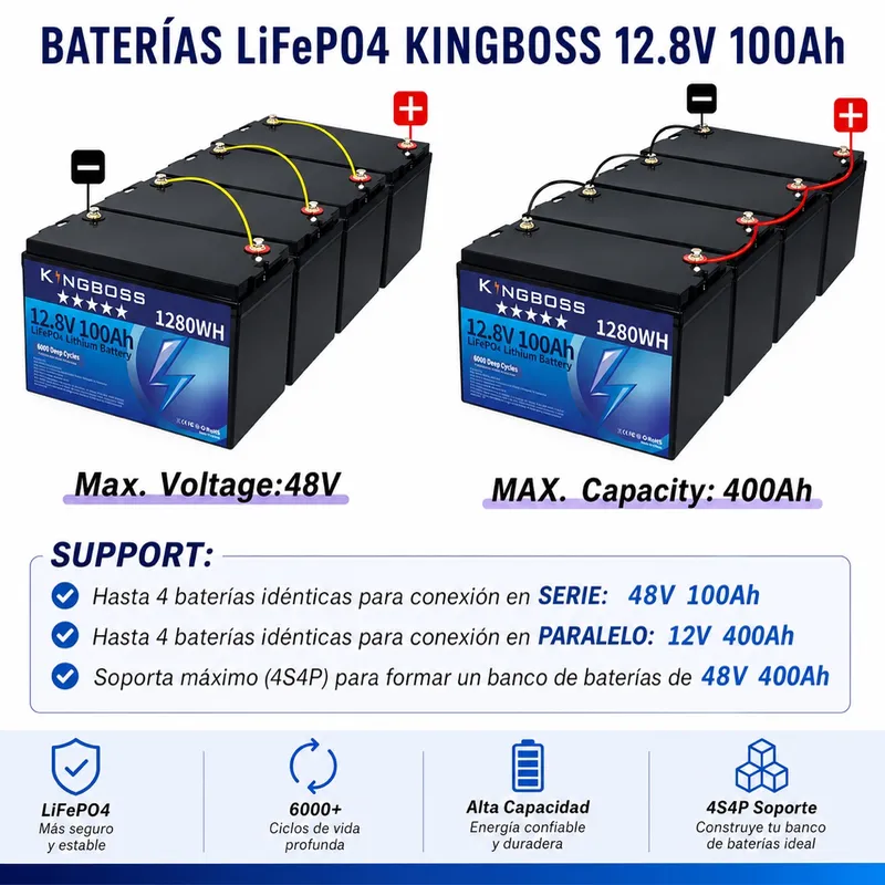 Kingboss LiFePO4 de 12 V 100 Ah