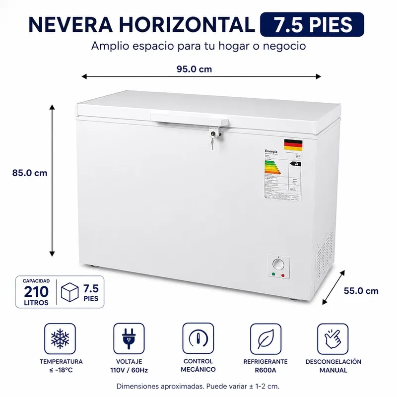 NEVERA HORIZONTAL 7.5 PIES REYAN