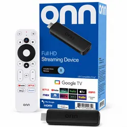 onn Streaming Stick Full HD con Google TV y Control por Voz