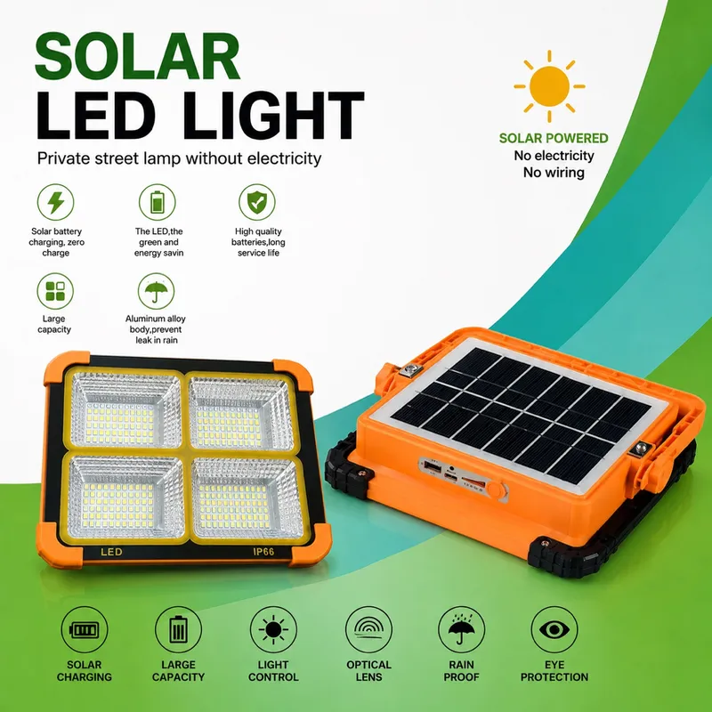 Pack Especial: 2 Lámparas LED Solares Recargables IP66 Alta Potencia + 8 Luces LEDcon Sensor de Movimiento