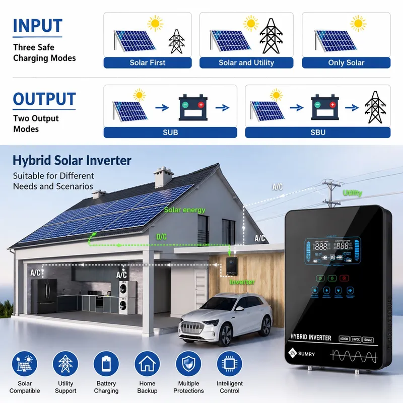 SUMRY - Inversor solar híbrido, 4000 W, 24 V