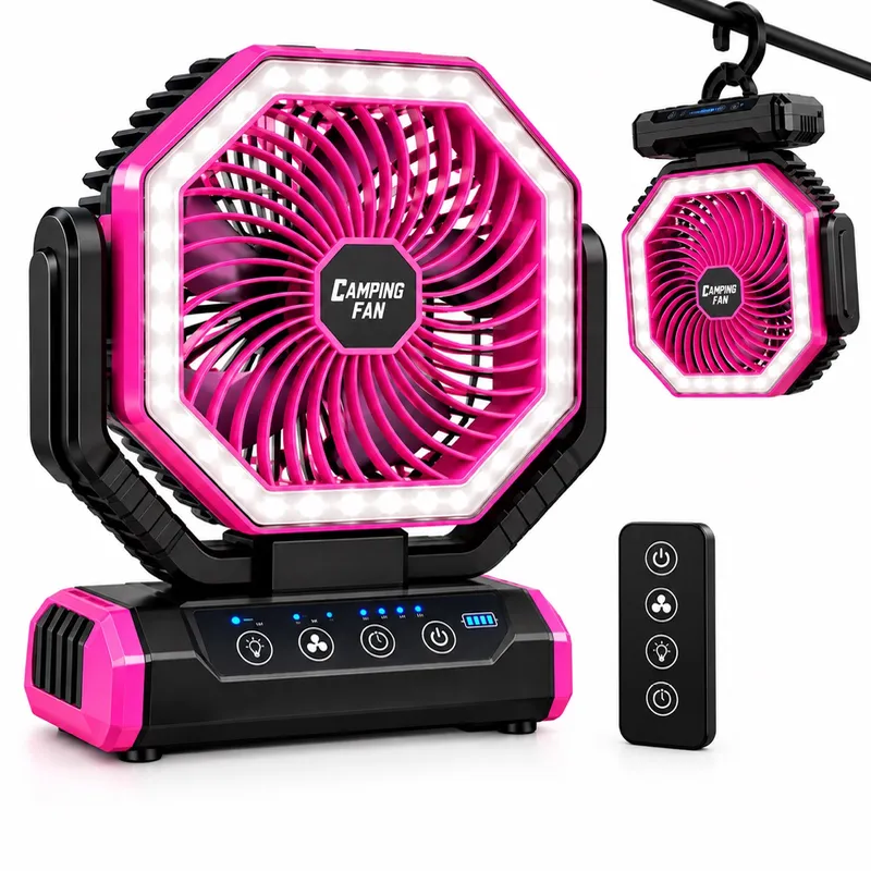 Ventilador de camping de 20000 mAh con luz LED Rozado