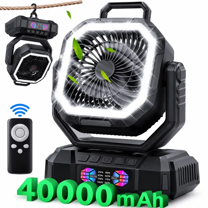 Ventilador Recargable de 40000Mah y Linterna LED.