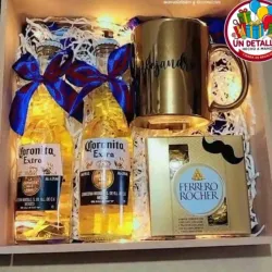 Bandeja con cerveza,taza,perfume