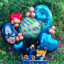 Mega Bandeja Temática Super Héroe Azul De Feliz Cumpleaños💙🎽✨️
