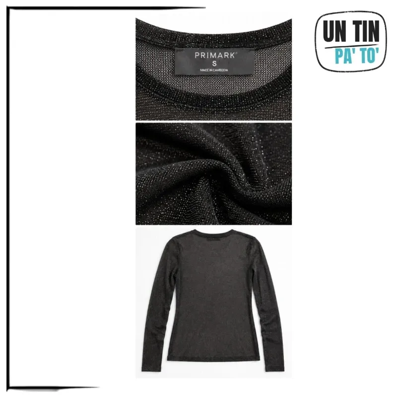 ✨ Blusa negra transparente con brillo – PRIMARK | Talla S✨
