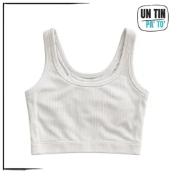 🤍 Crop top deportivo blanco con brasier incorporado – Talla M