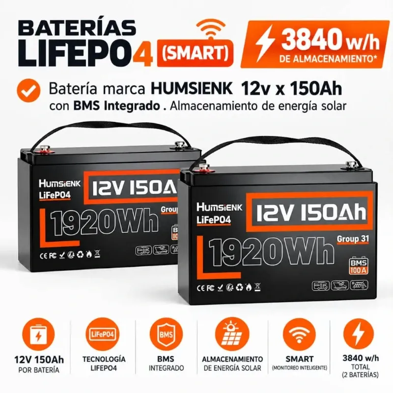 Combo *INVERSOR + 2 BATERÍAS (SMART) 3840 w/h de almacenamiento*🔥