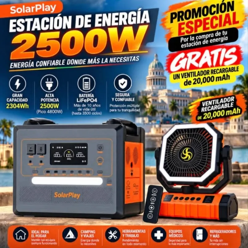 Estación de energía portátil solar play 2500 w LifePO4