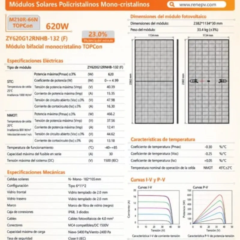 PANEL SOLAR BIFACIAL 620W