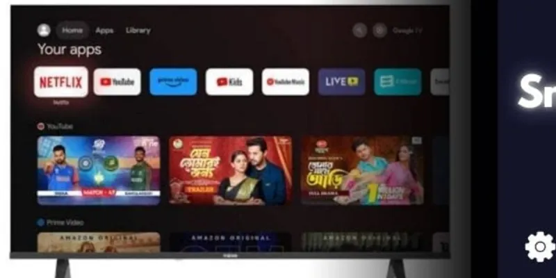 Smart TV 43" con cajita interna y soporte a la pared