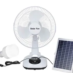 Ventilador recargable con panel solar y bombillo