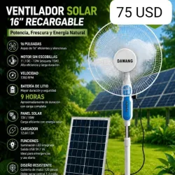 Ventilador recargable de pedestal Dawang con panel solar
