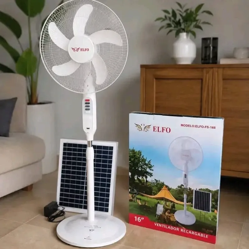 Ventilador recargable de pedestal Elfo con panel solar