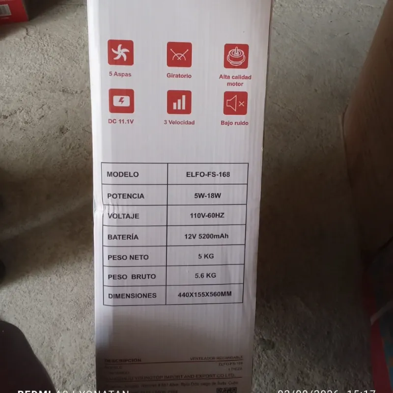 Ventilador recargable de pedestal Elfo con panel solar