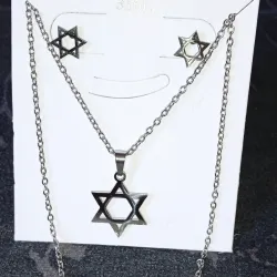 Conjunto con diseño de estrella de 6 puntas plateado