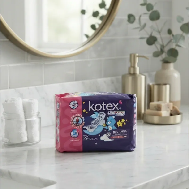 Almohadillas sanitarias Kotex Care Bears nocturnas 10u
