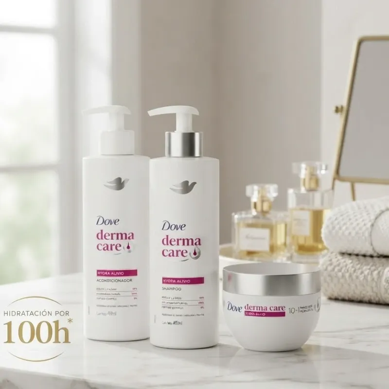Juego de shampoo, acondicionador y mascarilla DOVE Derma Care Hydra Alivio