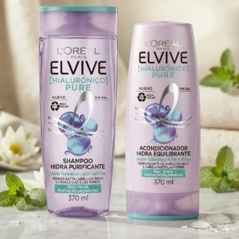 Shampoo y acondicionador L'ORÉAL Hialurónico Pure 370ml