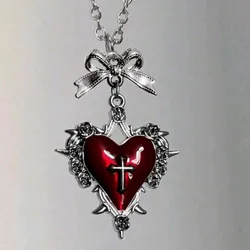 Collar de corazón de la cruz del amor eterno