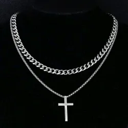 Collar "Guardian Spirit" de Doble Cadena con Colgante de Cruz