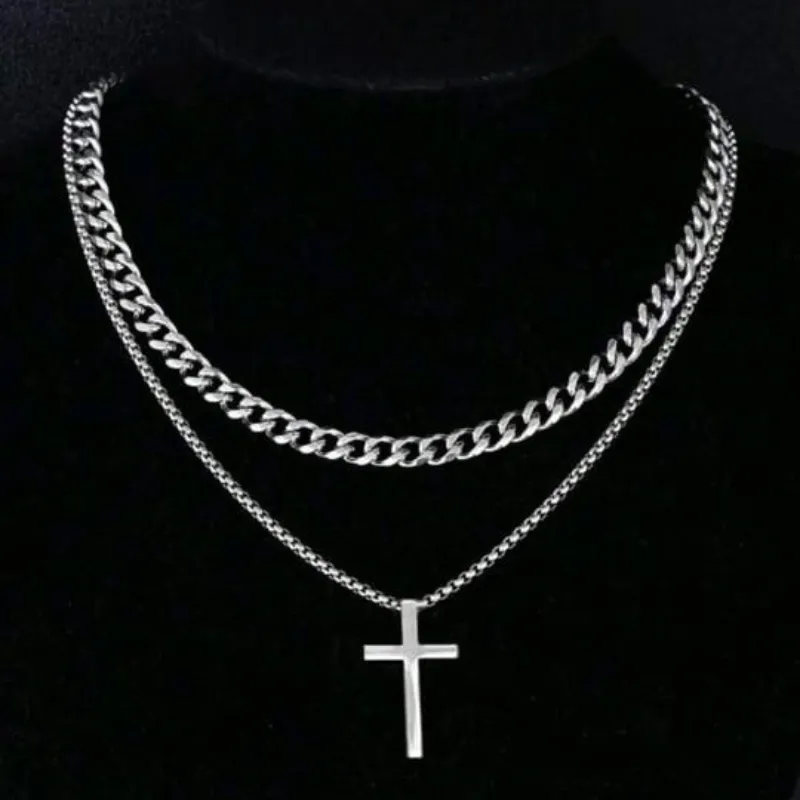 Collar "Guardian Spirit" de Doble Cadena con Colgante de Cruz