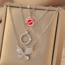 Collar "Sweet Dreams" con Colgante de Mariposa de Cristales y Círculo Brillante