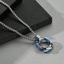 Collar "Trinity Bond" (Vínculo de Trinidad) - Tres Anillos Entrelazados (Plata y Azul)