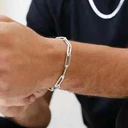 Pulsera "Modern Classic" (Clásico Moderno) - Cadena de Eslabones de Clip Chapada en Plata