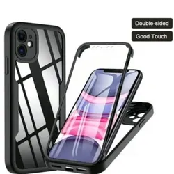 1 pieza Carcasa protectora frontal y trasera transparente 2 en 1 con protector de pantalla, bordes flexibles de TPU + cubierta posterior rígida de PC, compatible con Apple 12 Pro Max