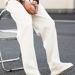 Claim Dot Pantalones casuales rectos de pierna suelta con cintura con cordón y bolsillos, para otoño 