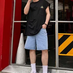 DAZY Pantalones cortos de mezclilla de unicolor para hombre para el verano, uso diario informal