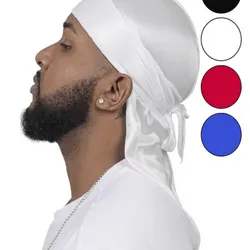 Durag de seda para hombre con banda elástica - Pañuelo de cabeza de unicolor de moda para comodidad casual, deportes y actividades al aire libre. Pañuelo de estilo pirata transpirable y suave para uso unisex