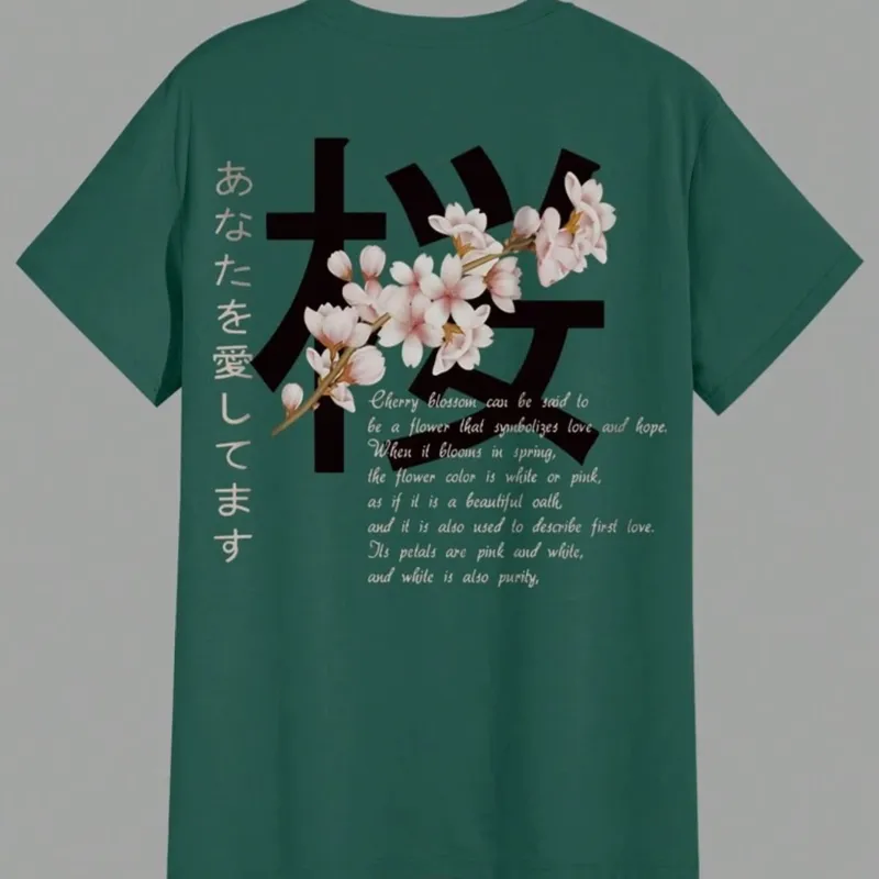 Homme Camiseta de manga corta con cuello redondo y estampado de letras y gráficos, talla grande, para hombre, para salir en verano