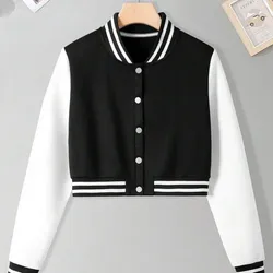 INAWLY Chaqueta De Estilo Universitario Para Mujer Con Bloque De Color 