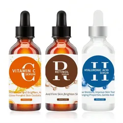 Juego De 3 Sueros Anti Envejecimiento Para La Cara Con Ácido Hialurónico, Retinol Y Vitamina C, Perfectos Para Suavizar Arrugas, Piel Seca Y Líneas Finas